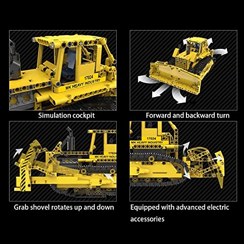 Foxom Technik Bulldozer Bausteine Bausatz, 2CH Großer Bulldozer Konstruktionsspielzeug mit APP & 2,4 GHz Steuerung… – Bild 4