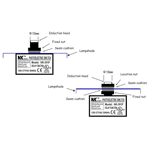 Miniatura 4 de KOOBOOK Interruptor fotoeléctrico de CA 120-277 V, botón de atardecer a amanecer, montaje empotrado, control fotográfico, interruptor de ojo, sensor