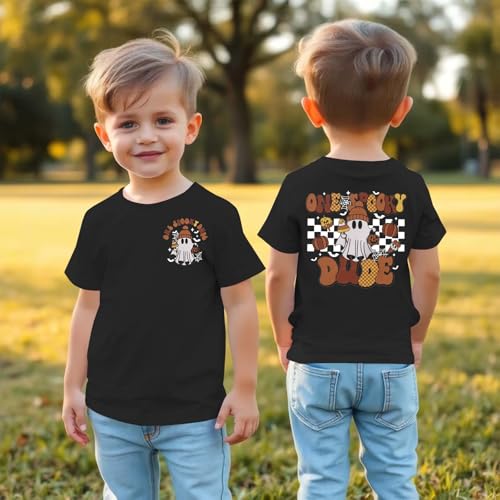 Toddler Boy Halloween Shirt One Spooky Dude Ghost Tshirt Baby 1st Halloween Birthday Tee Spooky Season Fall Outfits4