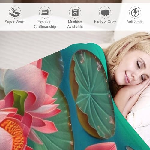 Jeté de canapé résistantes et anti-décoloration Lotus en flannel douce - 4