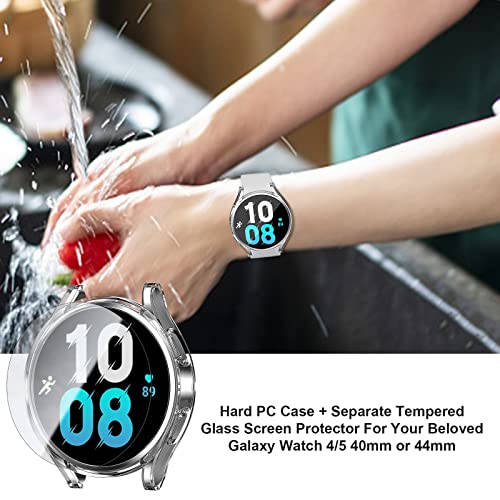 [4+6] Pack for Samsung Galaxy Watch 4 44mm Screen Protector Case, Haojavo 4 PACK Hard PC Cover Protective Bumper Shell + 6 PACK Tempered Glass Screen Protector Film for Galaxy Watch 4 44mm Accessories - Thumbnail 6