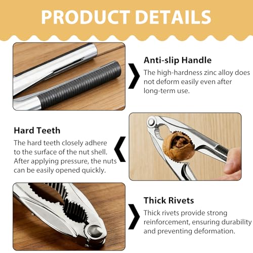 Nut Crackers, Nutcracker Heavy Duty with Non-Slip Handle, Multifunctional Nut Cracker for Pecan Walnut Almonds, Hazelnuts, Pistachios, Kitchen Plier Cutter Tool - Image 4