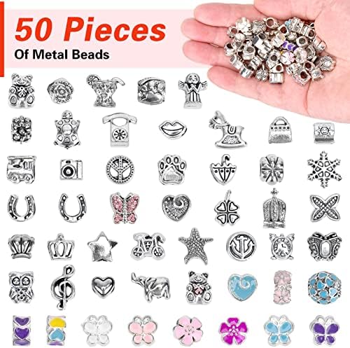 142 PCS Charm Bracelet Making Kit, Jewelry Making Supplies Beads, Bracelets for DIY Craft, Mermaid Girls Gift Jewelry Making Supplies Set for Girls Kids Teens and Adults