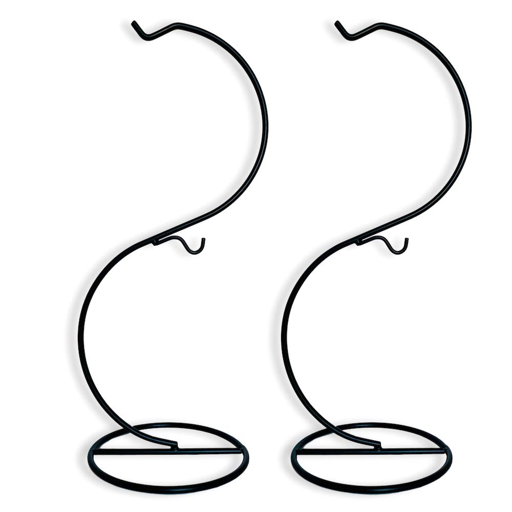 BANBERRY DESIGNS Supporti Per Ornamenti In Ferro Battuto - 2 Pezzi, Altezza 31 Cm, Doppio Gancio, Colore Nero, Espositori Per Palline Di Vetro, Terrari E Decorazioni Natalizie