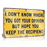 FZFN Keep Your Opinion To Yourself: A Humorous Sign Old Outdoor Decor - Colección de letreros de metal de estaño para colgar en la pared (20 x 30 cm)