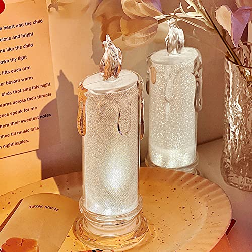 NIUAWASA 2pcs LED-Kerzen, USB Wiederaufladbare Flammenlose Kerzen mit Feinem Blitz, 18cm Warmweißer LED-Kerzenlichtdocht Home Esstisch Christbaumschmuck Cover