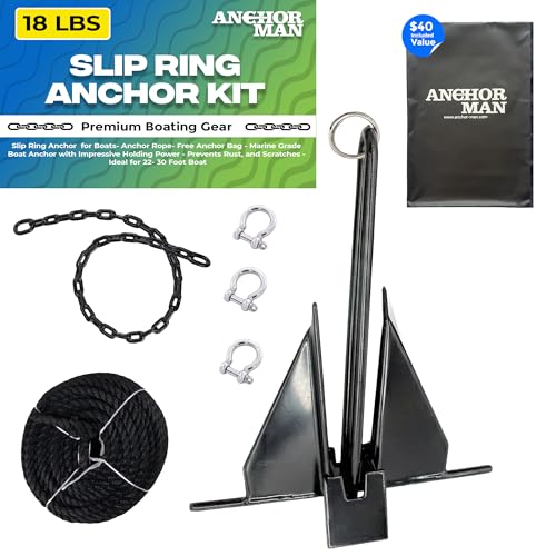 Anchor-Man Slip Ring Fluke Anchor Kit 18 lb, 100 ft Rope, Chain, Bag