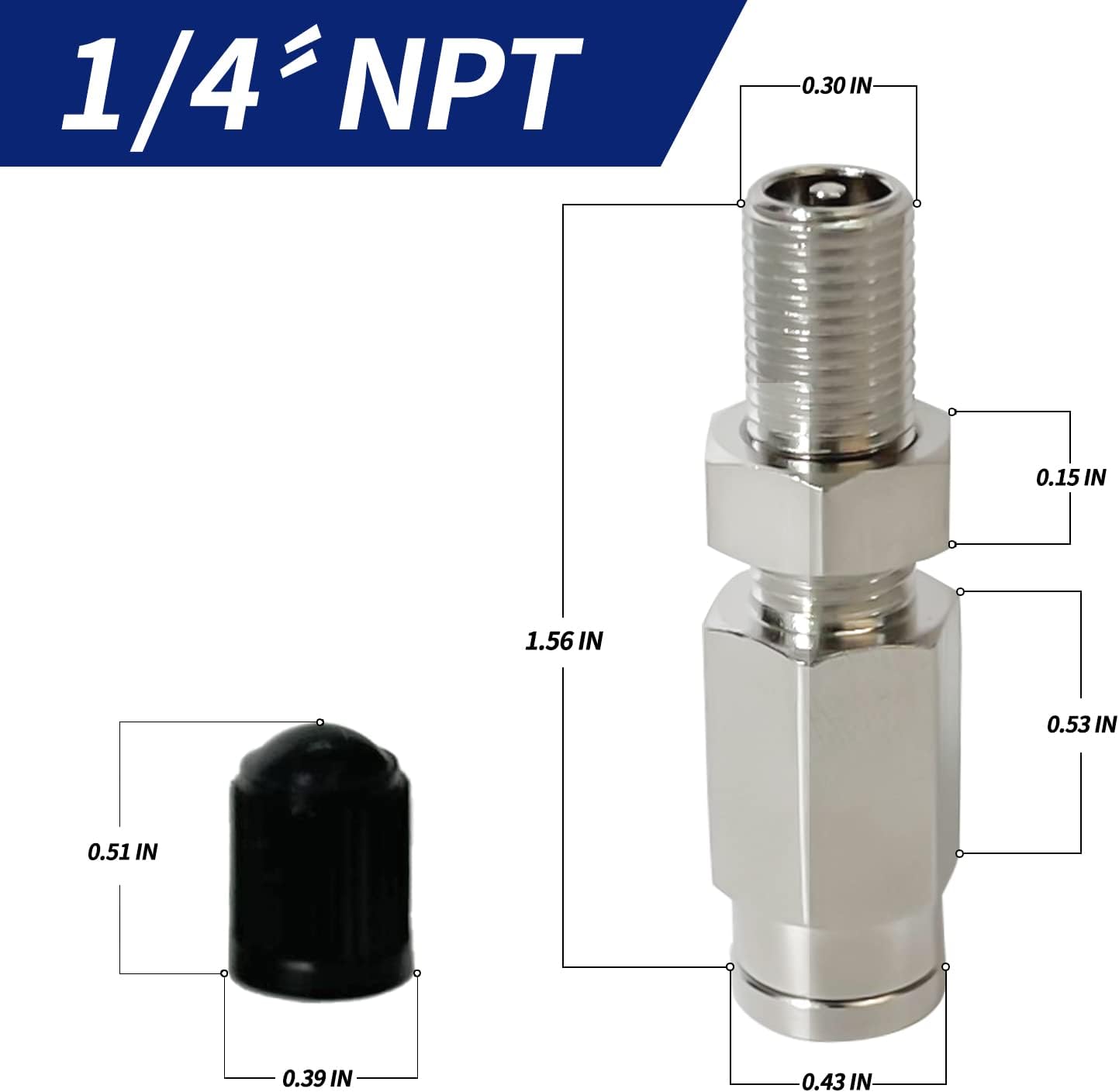 Inflation Schrader Valve with Push to Connect for 1/4" OD Air Line Tubing and Air Spring Suspension for Semi Truck Trailer Tractor - 2 Pack