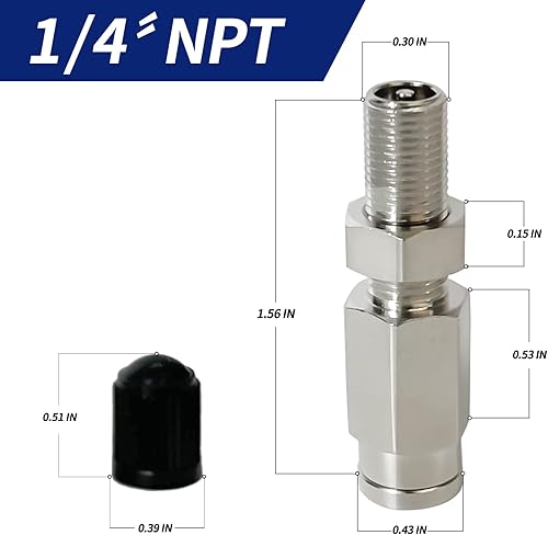 Miniatura 3 de Válvula Schrader de inflado con empuje para conectar para tubería de línea de aire de 14 pulgadas de diámetro exterior y suspensión de resorte para