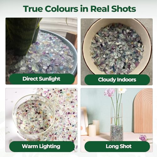 Image of T4U Crystal Chips Stone Crushed Quartz Glass 2LB - Fluorite Tumbled Gravel Small Decorative Pebbles Bulk, Mini Polished Rocks Pieces for Crafts, Vases Filler, Succulent Plants, Aquarium Gravel Rocks