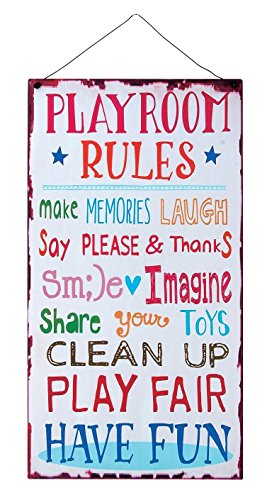 Kids Room Playroom Rules Hanging Wall Plaque Sign for Kid Room, Nursery, Classroom, Church and School