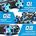 Eulogia RC Stunt Car with RGB Lights, 360° Drift & Rotation, All-Terrain Remote Control Car, Extra 2 Rechargeable Batteries, Spray, One-Key Demo, Gift for Kids Ages 5-12 (Blue)