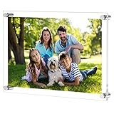 NIUBEE 12x16 and 11x17 Clear Acrylic Wall Mount Picture Frames, A3 Size Floating Frameless Photo Frame for Certificate Poster Display-Double Panel(Full Frame is 14.5x18.5 inch)