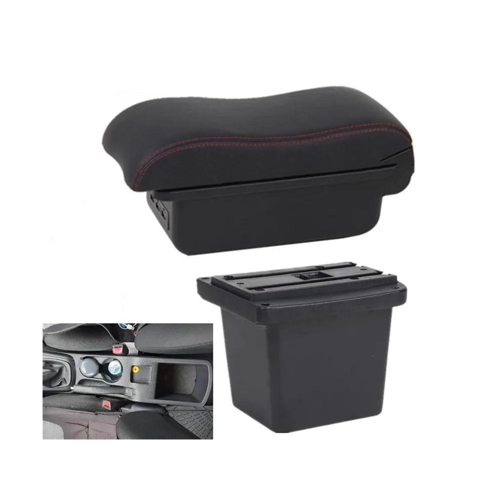 OOPUHKSY Storage Box For Hyundai I30 For Elantra For Touring For I30 FD For I30cw 07-11 Car Armrest Car Accessories Armrest Box(B1 red line 3USB)