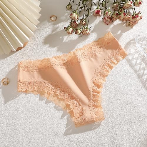 Image of FINETOO Cotton Underwear for Women Sexy Panties Lace Hipster Low Rise Breathable Womens Cheeky 6 Pack S-XL