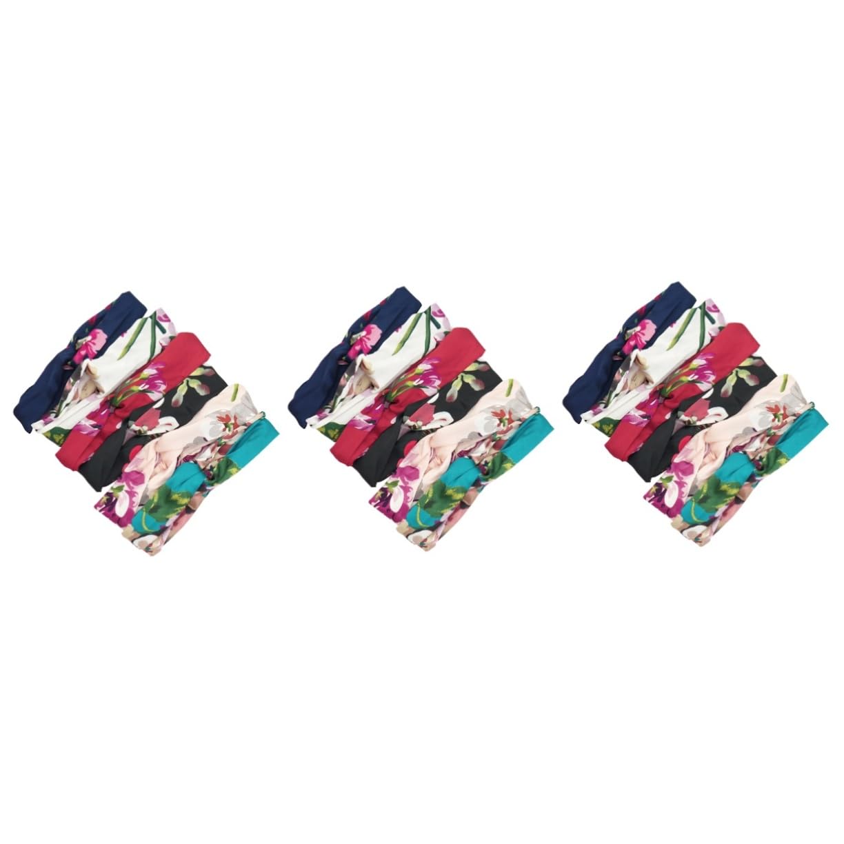 Didiseaon Juego De 3 Bandas Elásticas Para El Cabello Con Estampado Floral Diseño Para Mujer Diadema Anudada Para Fiestas Y Deportes 6 Unidades X 3