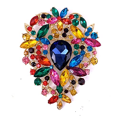 Image of SELOVO Leaf Bouquet Scarf Big Brooch Pin Broach Crystal Jewelry