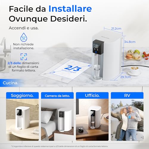 [Minerali Alcalini] Waterdrop Corero Sistema A Osmosi Inversa, Certificato Nsf/Ansi 58 & 372, Filtro Ro Da Banco A 7 Stadi, Senza Installazione, Riduce Pfas, Senza Bpa, WD-C1SL - 5
