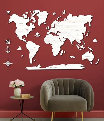 Image of AD INFINITUM 3D Wooden World map | Home Decor | Office Decor | a great gift for travelers | wall decor (Country Borders With Name, 3 x 2 feet