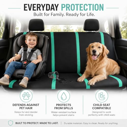 Image of FH Group Car Seat Covers Rear Set Cloth - Car Seat Covers with Removable Headrest,Universal Fit,Automotive SeatCovers,Washable Car SeatCover for SUV,Sedan,Van Mint