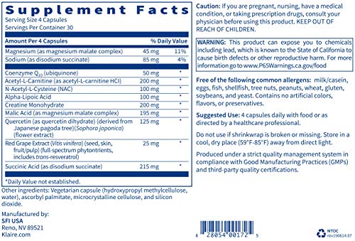 Klaire Labs Mitothera Capsule Formula - Mitochondrial Energy Focused Support With Coq10 As Ubiquinone & Red Grape Extract, Soy-Free (120 Capsules) #TOP3