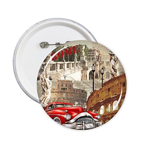 Badge Italie Rome bouton illustré en lot de 5 à offrir aux amoureux de culture italienne