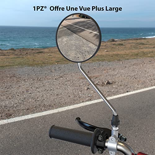 1PZ F11-MS1 Rétroviseur de moto rond argent universel réglable classique M8 / M10, Miroir Latéral de moto avec support de 7/8" 22 mm pour Go Kart VTT ATV Scooter Dirt Bike Mini Vélo Cyclomoteur Quad - Image 6