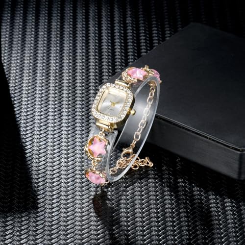 Imitación de piedra lunar en reloj de pulsera analógico de cuarzo 5