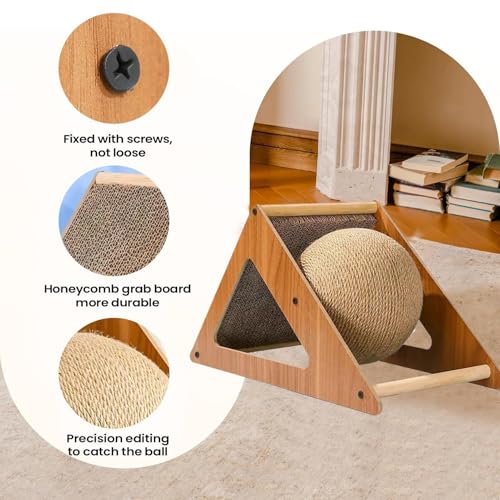 Esfera de ejercicio texturizada sisal con base estable anti-dumping para gatos 3