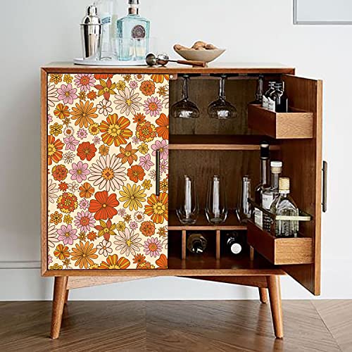 funlife Papier peint autocollant pour meubles, papier contact avec dos adhésif pour mur, tiroir, motif floral contemporain urbain A