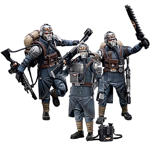 JOYTOY Warhammer 40k 1/18 Action Figure Astra Militarum Death Korps of Krieg Veteran Squad Sergeant,Guardsman,Demolitions Specialist 4-inch Collectible Gifts,Toys for Kids 15+ and Adults