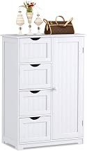 WATERJOY Storage Cabinet,Standing Wooden Cabinet with 4 Drawers Floor Cabinet and 1 Door with 2 Layers Storage Shelf,Bathroom Storage Cabinet,Entryway Cupboard, Toy Organizer Cabinet