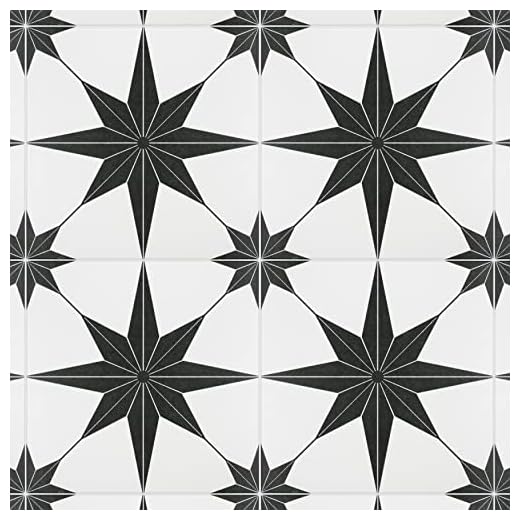 SomerTile Stella Nero Encaustic 9-3/4" x 9-3/4" Porcelain Floor and Wall Tile