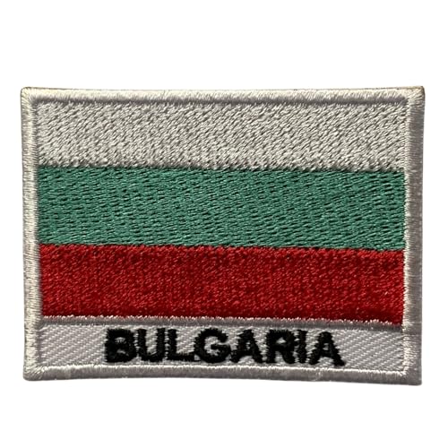Bebuz Bulgarien-Flagge mit Namen, bestickt, zum Aufbügeln oder Aufnähen, Stoffreparatur-Flicken – Emblem