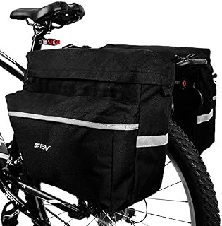 BV Bike Bag Bicycle Panniers with Adjustable Hooks, Carrying Handle, 3M Reflective Trim