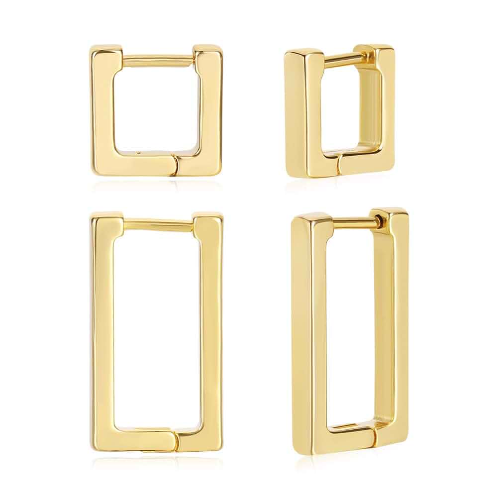 Square Huggie Hoop Earrings for Women Gold/Silver/Rose Gold/Black
