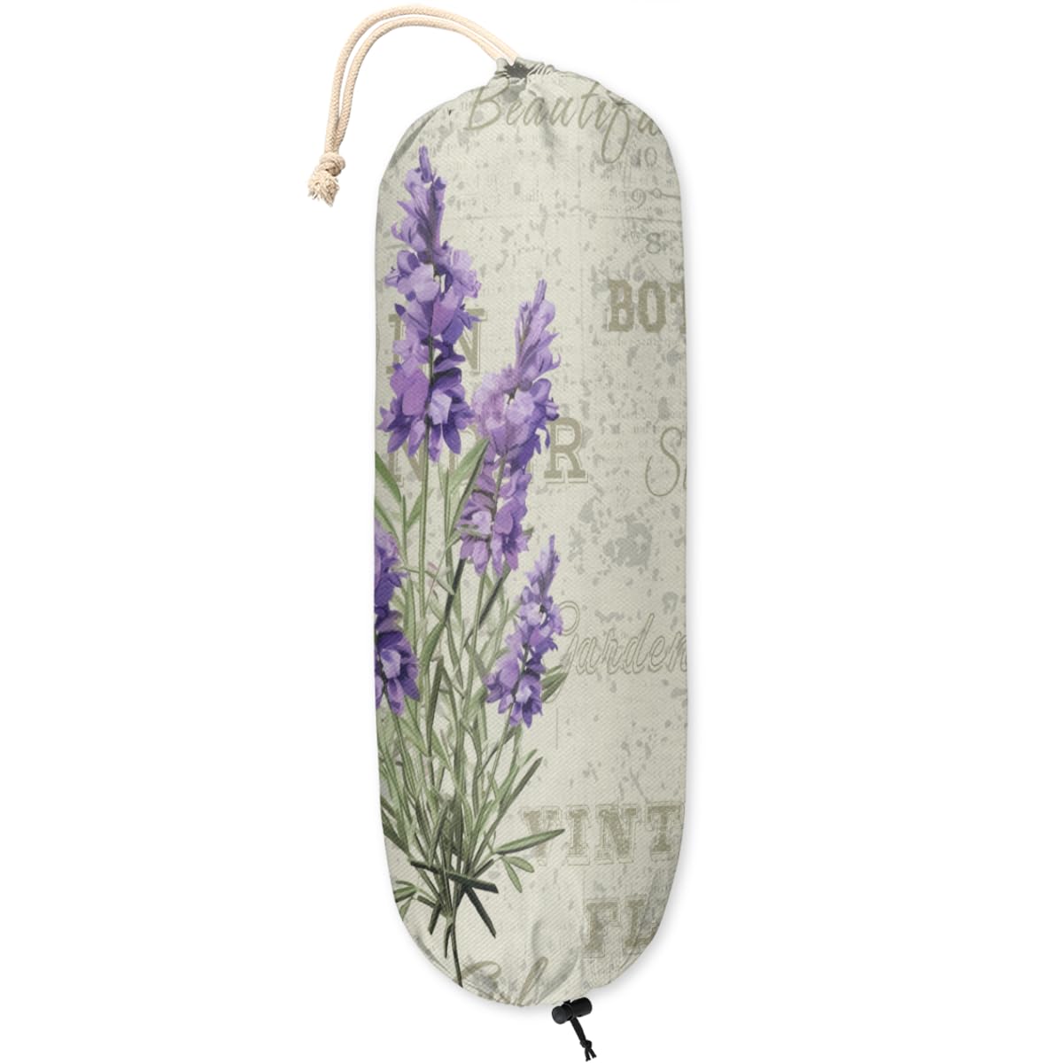 Lavender Flower Plastic Bag Holder Wall Mount Grocery Bag Holder Washable Large Grocery Bags Storage Trash Plastic Bags Organizer for Home Kitchen