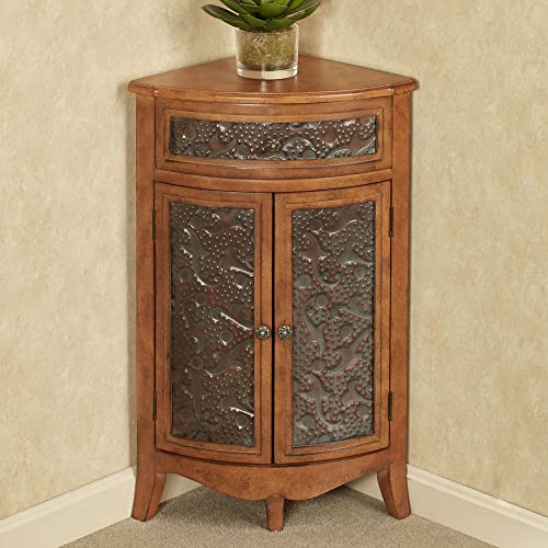 Lonzbard Corner Accent Storage Cabinet Pecan - Handcrafted Wood - Dimensional Designs - Traditional Style Furniture - Wooden Accents For Bedroom, Corners Of Room - 30.5 Inches Tall #TOP20