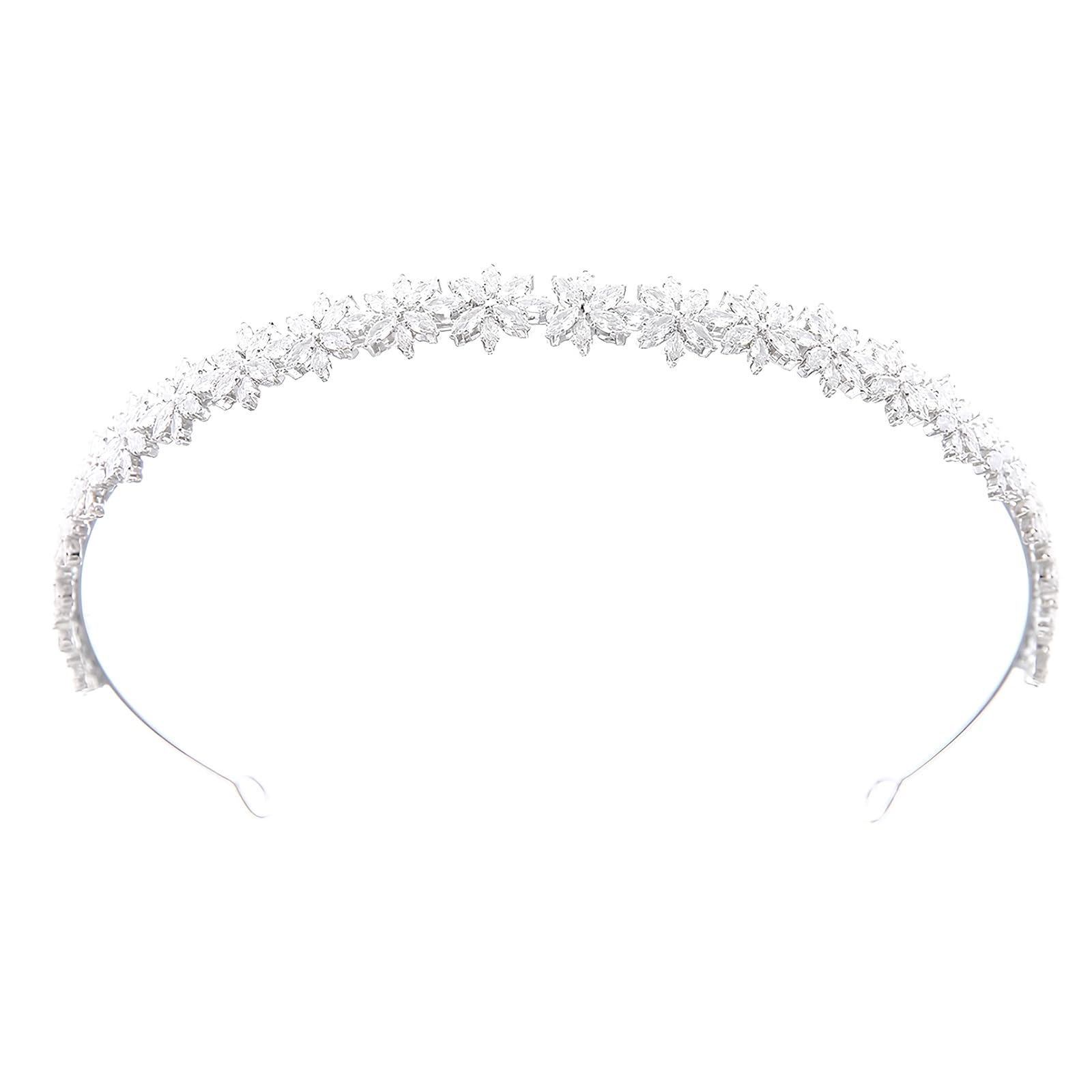 Cerchietto per capelli con motivo floreale da principessa, con zirconi 3D, perfetto per corone di capelli con fiocco di neve