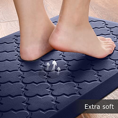 Image of Kitchen Mat [2 PCS] Cushioned Anti-Fatigue Floor Mat Water Resistant Non-Skid Kitchen Mats and Rugs Ergonomic Comfort Foam Kitchen Rugs Standing Mat for Kitchen Floor Office Sink Laundry(Blue)