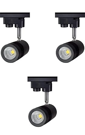 Sirius 9 Watts Black LED Indoor Modern Adjustable Head Metal Cylindrical Ceiling Mounted Spot/Down/Focus/Track Light Trackway Included for Kitchen, Bar, Malls -White (Pack of 3)