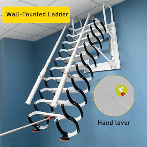 Gffqlxht ATTIC STAIRS PULL DOWN SYSTEM For Wall Height 8.8~9.8Ft, Wall Mounted Telescoping Attic Ladder Wide 27.6In thumb #4