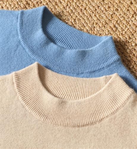 Mnjyihy Men's Warm Wool Sweater Casual Solid Color Half High Collar Long-Sleeved Base Knitted Pullover3