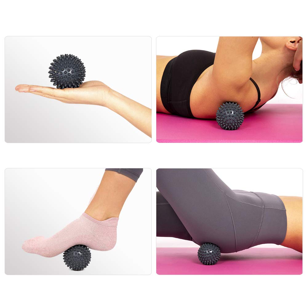 SUNANTH Fußmassage-Roller, Massage-Lacrosse-Ball, Stachel-Ball-Therapie-Set zur Linderung von Plantarfasziitis, Fersen- und Fußgewölbeschmerzen und Tiefengewebsmassage