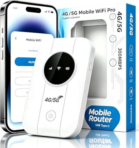 Router WiFi Portátil 5G Desbloqueado con Ranura SIM,Conexión para 25 Dispositivos, Cobertura 4G/5G, Compatible con Todos los Internet Operadores, Hotspot Móvil WiFi, Ideal para Viajes y Teletrabajo Router WiFi Portátil 5G Desbloqueado con Ranura SIM,Conexión para 25 Dispositivos, Cobertura 4G/5G, Compatible con Todos los Internet Operadores, Hotspot Móvil WiFi, Ideal para Viajes y Teletrabajo