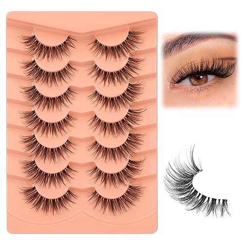 Lashes Natural Look Eyelashes Cat Eye Wispy Clear Band 3D False Lashes Fake Eyelashes 7 Pairs by Mavphnee