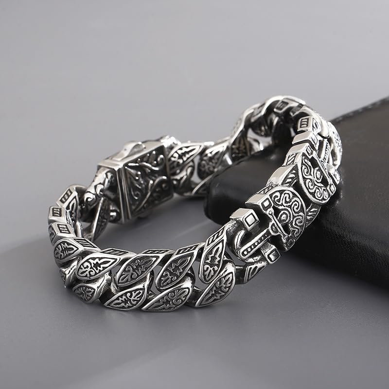 Vintage Cross Men Bracelet Stainless Steel Men's link Bracelet Silver 8.66 Inches Retro Punk Style Mens Jewelry3