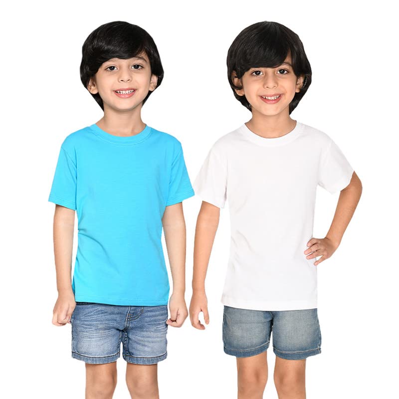 Image of Nusyl Boys Half Sleeves Solid T-Shirt for Kids | Soft Cotton Blend | Comfortable Regular Fit | Casual 2-16 Years | Multiple Colors & Pack Options