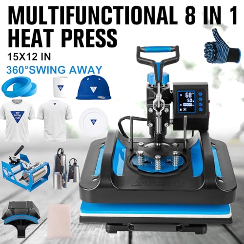 Leomru TEW756 Heat Press Machine, 8 In 1 Heat Press, 12X15 Inch Sublimation T Shirt Pressing Machine, 360-Degree Swing Away Heat Transfer Machine Multifunction Combo thumb #1