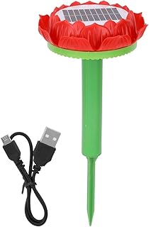 Buddha Music Player, Lotus Shape 48 in 1 Catalogue Rain Proof Buddhist Song Player Machine Solar Energy and USB Charging for Household Temple Outdoor Garden[Red] Streaming Media Players